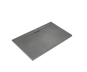 Ideal Standard - Ultra Flat S i.Life, Rectangular Shower Tray 140x80 in Resin, Long Side Drain Waste, Stone Effect matt Finish, Concrete Grey