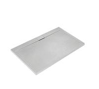 Ideal Standard - Ultra Flat S i.Life, Rectangular Shower Tray 200x100 in Resin, Long Side Drain Waste, Stone Effect matt Finish, White