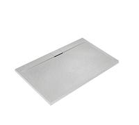 Ideal Standard - Ultra Flat S i.Life, Rectangular Shower Tray 200x90 in Resin, Long Side Drain Waste, Stone Effect matt Finish, Concrete Grey