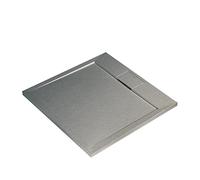 Ideal Standard - Ultra Flat S i.Life, Square Shower Tray 100x100 in Resin, Hidden Waste Waste, Matte Stone Effect Finish, Concrete Grey