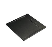 Ideal Standard - Ultra Flat S i.Life, Square Shower Tray 90x90 in Resin, Waste with Hidden Drain, Matt Finish Stone Effect, Black