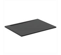 Ideal Standard - Ultra Flat S i.Life, Rectangular Shower Tray 120x80 in Resin, Short Side Drain, Matt Stone Effect Finish, Black