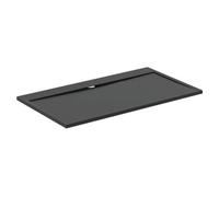 Ideal Standard - Ultra Flat S i.Life, Rectangular Shower Tray 160x90 in Resin, Long Side Drain Waste, Stone Effect matt Finish, Black