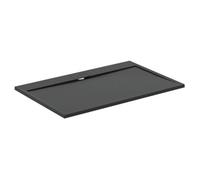 Ideal Standard - Ultra Flat S i.Life, Rectangular Shower Tray 140x90 in Resin, Long Side Drain Waste, Stone Effect matt Finish, Black