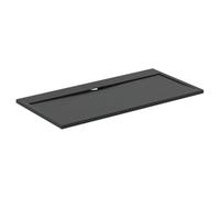 Ideal Standard - Ultra Flat S i.Life, Rectangular Shower Tray 160x80 in Resin, Long Side Drain Waste, Stone Effect matt Finish, Black