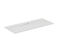 Ideal Standard - Ultra Flat S i.Life, Rectangular Shower Tray 170x70 in Resin, Long Side Drain Waste, Stone Effect matt Finish, White