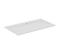 Ideal Standard - Ultra Flat S i.Life, Rectangular Shower Tray 180x100 in Resin, Long Side Drain Waste, Stone Effect matt Finish, White