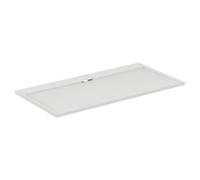 Ideal Standard - Ultra Flat S i.Life, Rectangular Shower Tray 180x90 in Resin, Long Side Drain Waste, Stone Effect matt Finish, White