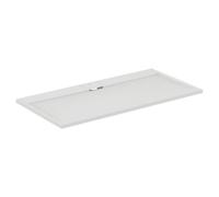 Ideal Standard - Ultra Flat S i.Life, Rectangular Shower Tray 160x80 in Resin, Long Side Drain Waste, Stone Effect matt Finish, White
