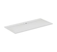 Ideal Standard - Ultra Flat S i.Life, Rectangular Shower Tray 200x90 in Resin, Long Side Drain Waste, Stone Effect matt Finish, White
