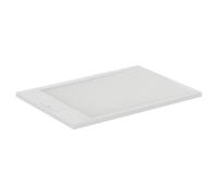 Ideal Standard - Ultra Flat S i.Life 100 x 70 cm Rectangular Resin Shower Tray with Short Side Waste - Matt Finish Stone Effect - White