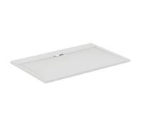 Ideal Standard - Ultra Flat S i.Life, Rectangular Shower Tray 140x90 in Resin, Long Side Drain Waste, Stone Effect matt Finish, White