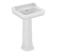 Ideal Standard Waverley 56cm Full Pedestal Traditional Bathroom Sink/Basin, 2 Tap Holes, U470101, White