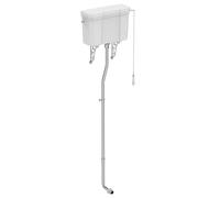 Ideal Standard Waverley high Level Cistern Pack with 6 or 4 Litre Single Flush, Chrome Flush Pipe, Pull Chain and Ornate Brackets, U470701, White