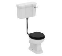Ideal Standard Waverley Low Level White Boxed Rim High-Low Toilet & Cistern With Black Standard Close Seat & Low Level Cistern