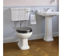 Ideal Standard Waverley Low Level White High-Low Toilet & Cistern With Black Standard Close Seat & Low Level Cistern