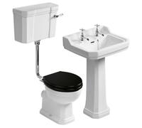 Ideal Standard Waverley White High-Low Floor-Mounted Toilet & Full Pedestal Basin (W)380mm (H)1150mm