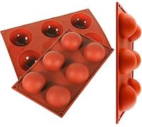 Ideal Swan 3 Packs Large Semi Sphere Silicone Mould 6-Cavity 65mm Dome Hot Choc Bomb Round Silicone Moulds for Circular Chocolate Bomb Mould for Making Chocolate, Cake, Jelly, Dome Mousse