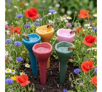 Ideal Swan Bee Watering Station for Garden, 5Pcs Water Cups for Bees, Flower Shaped Bee Watering Station, Bee Cups for Garden Decor, Small Colorful Flower Drinking Feeder for Thirsty Bee Pollinator