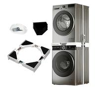 Ideal Swan Universal Washing Machine Stacking Kits - Adjustable Washer Dryer Stacking Kit Fit for 46-66 cm, Space-Saving Tumble Dryer Stacking Frame Kit with Ratchet Strap and Anti Vibration Pads