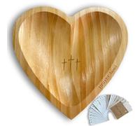 Ideal Swan Wooden Heart Prayer Bowl with Cards, Christian Gifts Easter Gift Religious Gift, Heart Shaped Wooden Handcrafted Prayer Bowl for Meditation, Worship & Spiritual Gathering