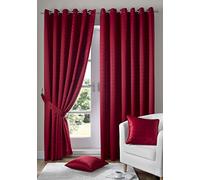 Ideal Textiles Alan Symonds Madison Doby Square Eyelet Lined Curtains, Red, 66 x 90 Inch