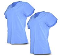 Ideal Uniform V-Neck Scrub Top for Men & Women, Healthcare Providers Unisex Scrub Top With 2 Side Pockets - Soft and Stretchy, Ceil Blue, Small, Ceil Blue, S