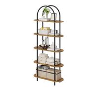 IDEALHOUSE 5-Tier Arched Bookshelf Metal Frame Freestanding Bookcase 180cm | Elegant Arched: Graceful arched top with two-tone finish (gold/white or black); complements living rooms, bedrooms & office