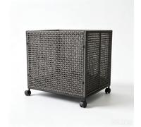 IDEALHOUSE Pool Storage Bin, Rolling Outdoor Deck Box Pool Caddy - 90 Gallon Storage Box for Floaties, Patio, Pool, Movable - Heavy-Duty PE Rattan - Hollow Gray, 85 x 66 x 75 cm