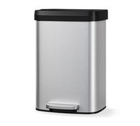 IDEALHOUSE Silver Trash Can,50L Stainless Steel with Plastic Lid | Single Compartment,Open Top