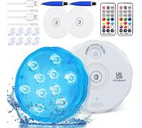 Idealife Rechargeable Hot Tub Lights, Waterproof Pond Lights Underwater Lights Pool Lights Bath Spa Lights Submersible Led Lights with RF Remote Party Fish Tank Christmas Lights Decorations 2-pack