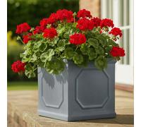 Idealist™ 22Cm Planter, Grey Reinforced Stone Chelsea Planter Box, Square Small Garden Planter, Faux Lead Outdoor Plant Pot