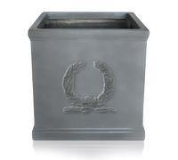 IDEALIST 30cm Square Plant Pot | Leaden Grey Reinforced Stone Garden Planters with Drainage Holes | Faux Lead Kensington Box L30 W30 H30 cm, 19 litres