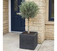Idealist™ 30Cm Square Planter, Slate Grey Reinforced Stone Flower Box Garden Planter, Outdoor Plant Pot
