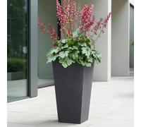 Idealist™ 38Cm Tall Planter, Slate Grey Reinforced Stone Tapered Garden Planter, Outdoor Small Plant Pot H38 L18 W18 Cm, 13L
