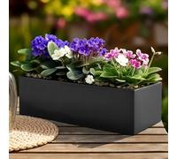 Idealist™ 40Cm Planter, Dark Grey Reinforced Stone Garden Window Box Windowsill Planter, Outdoor Plant Pot L40 W17 H17 Cm, 12L