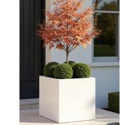 Idealist™ 40Cm Planter, White Reinforced Stone Square Flower Box Garden Planter, Outdoor Plant Pot