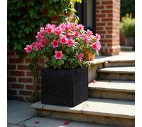 Idealist™ 40Cm Square Planter, Flower Box Garden Planter, Black Terrazzo Effect Outdoor Plant Pot H40 L40 W40 Cm, 65L