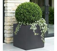 Idealist™ 40Cm Square Planter For Trees, Slate Grey Reinforced Stone Flower Box Garden Planter, Outdoor Plant Pot