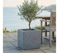 Idealist™ 40Cm Square Planter, Speckled Grey Reinforced Stone Flower Box, Concrete Textured Outdoor Plant Pot