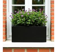 Idealist™ 40Cm Window Box Garden Planter, Black Reinforced Stone Windowsill Planter, Outdoor Plant Pot L40 W17 H17 Cm, 12L