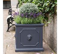Idealist™ 44Cm Large Square Planter, Grey Reinforced Stone Georgian Planter Box, Garden Planter, Faux Lead Outdoor Plant Pot