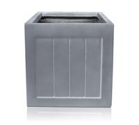 IDEALIST 45cm Large Square Plant Pot | Leaden Grey Reinforced Stone Garden Planter with Drainage | Faux Lead Regency Box L43 W43 H45 cm, 72 litres