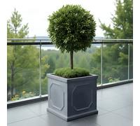 Idealist™ 45Cm Large Square Planter For Trees, Grey Reinforced Stone Chelsea Box Garden Planter, Faux Lead Outdoor Plant Pot