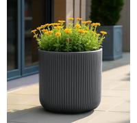 Idealist™ 45Cm Planter For Trees, Ribbed Black Reinforced Stone Outdoor Plant Pot D45 H45 Cm, 71.6L