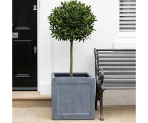 IDEALIST 45cm Planter | Grey Reinforced Stone Large Square Garden Planter | Plant Pot with Drainage | Faux Lead Regency Box L43 W43 H45 cm, 83 litres