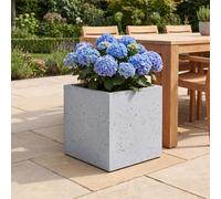 Idealist™ 50Cm Large Square Planter For Trees, Grey Marble Effect Reinforced Stone Flower Box, Outdoor Plant Pot