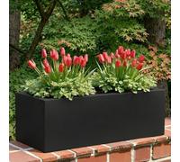 Idealist™ 50Cm Planter, Black Reinforced Stone Window Box, Garden Windowsill Plant Pot L50 W20 H20 Cm, 21L