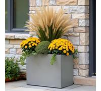 Idealist™ 50Cm Planter, Grey Reinforced Stone Narrow Garden Trough, Rectangular Outdoor Plant Pot H40 L50 W20 Cm, 40L