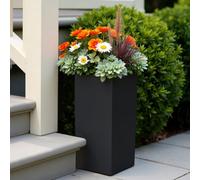 Idealist™ 50Cm Tall Planter, Black Reinforced Stone Garden Planter, Small Outdoor Plant Pot L21 W21 H50 Cm, 22L